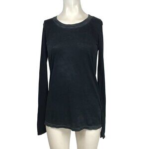 COTTON CITIZEN - WOMEN'S SMALL -BLACK LONG SLEEVE ROUND NECK SUPIMA COTTON TOP